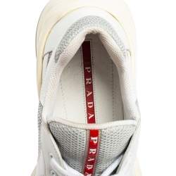 Prada Sports White/Grey Leather and Mesh America's Cup Low-Top Sneakers Size 40
