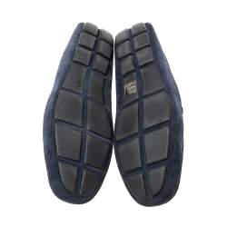 Pre Owned Prada Navy Blue Suede Slip On Loafers Size 42