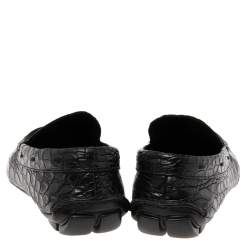 Prada Black Crocodile Leather Slip On Loafers Size 42