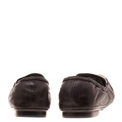 Pre Owned Prada Dark Brown Leather Scrunch Slip On Loafers Size 39.5