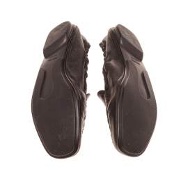 Pre Owned Prada Dark Brown Leather Scrunch Slip On Loafers Size 39.5