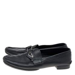 Prada Black Leather Slip On Loafers Size 42