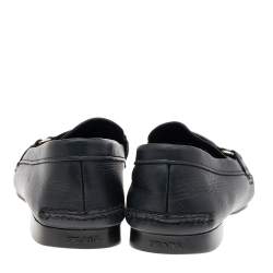 Prada Black Leather Slip On Loafers Size 42