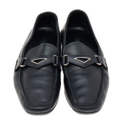 Prada Black Leather Slip On Loafers Size 42