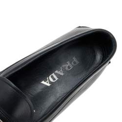 Prada Black Leather Slip On Loafers Size 42