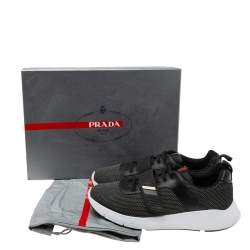 Prada Black Fabric Velcro Strap Lace-Up Sneakers Size 39.5