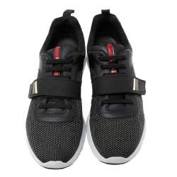 Prada Black Fabric Velcro Strap Lace-Up Sneakers Size 39.5