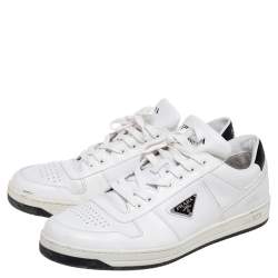 Prada White Leather Downtown Low-Top Sneakers Size 45.5