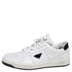 Prada White Leather Downtown Low-Top Sneakers Size 45.5