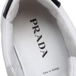 Prada White Leather Downtown Low-Top Sneakers Size 45.5