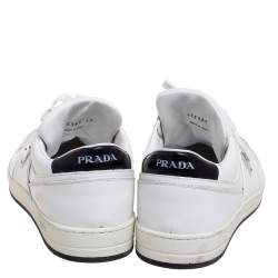 Prada White Leather Downtown Low-Top Sneakers Size 45.5