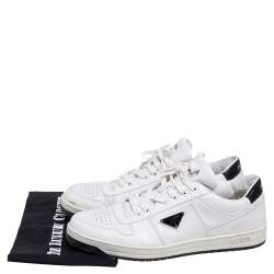 Prada White Leather Downtown Low-Top Sneakers Size 45.5