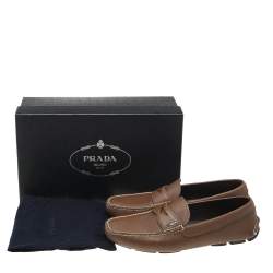 Prada Brown Leather Slip On Driving Loafers Size 43
