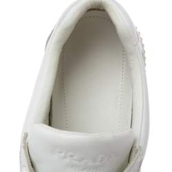 Prada White Leather Low-Top Sneakers Size 45.5