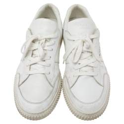 Prada White Leather Low-Top Sneakers Size 45.5
