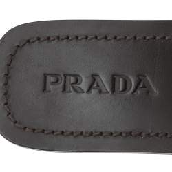 Prada Grey/Beige Ostrich Leather And Lizard Leather Flat Mules Size 43