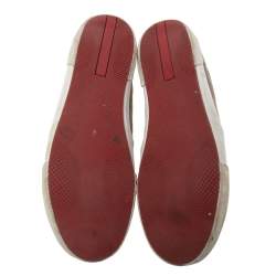 مملوكة مسبقًا Prada Grey/Red Suede Lace Up Sneakers Size 44