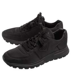 Prada Black Nylon Prax Low-Top Sneakers Size 46.5