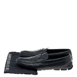 Pre Owned Prada Black Croc Embossed Leather Penny Slip On Loafers Size 44.5