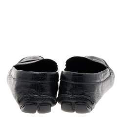 Pre Owned Prada Black Croc Embossed Leather Penny Slip On Loafers Size 44.5