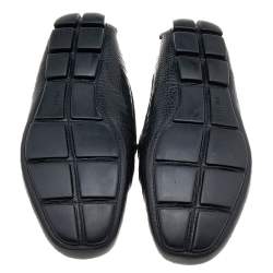 Pre Owned Prada Black Croc Embossed Leather Penny Slip On Loafers Size 44.5