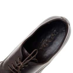 Prada Dark Brown Leather Lace Up Loafers Size 41.5
