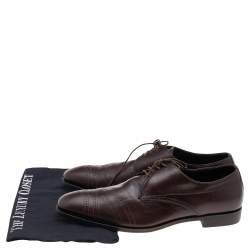 Prada Dark Brown Leather Lace Up Loafers Size 41.5