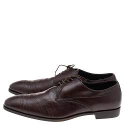 Prada Dark Brown Leather Lace Up Loafers Size 41.5