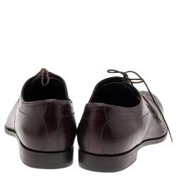 Prada Dark Brown Leather Lace Up Loafers Size 41.5