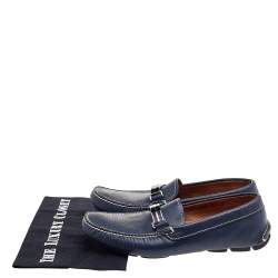 Prada Blue Saffiano Leather Slip On Loafers Size 41