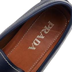 Prada Blue Saffiano Leather Slip On Loafers Size 41