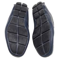 Prada Blue Saffiano Leather Slip On Loafers Size 41
