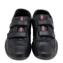 Pre Owned Prada Sport Black Leather Low Top Sneakers Size 42