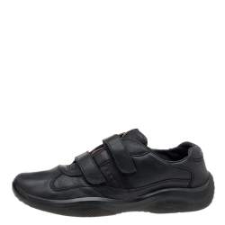 Pre Owned Prada Sport Black Leather Low Top Sneakers Size 42