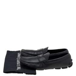 Prada Black Leather Slip On Loafers Size 42