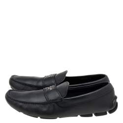 Prada Black Leather Slip On Loafers Size 42