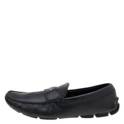 Prada Black Leather Slip On Loafers Size 42