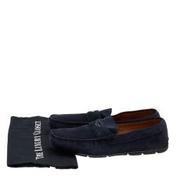 Prada Navy Blue Suede Slip On Loafers Size 43.5
