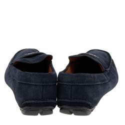 Prada Navy Blue Suede Slip On Loafers Size 43.5
