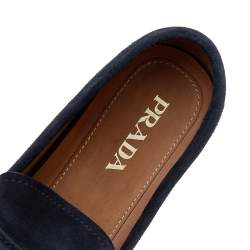 Prada Navy Blue Suede Slip On Loafers Size 43.5