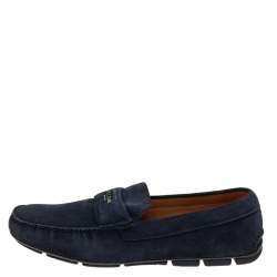 Prada Navy Blue Suede Slip On Loafers Size 43.5