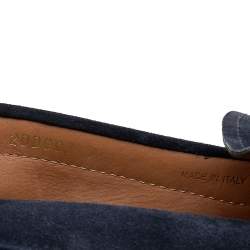 Prada Navy Blue Suede Slip On Loafers Size 43.5