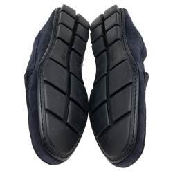 Prada Navy Blue Suede Slip On Loafers Size 43.5