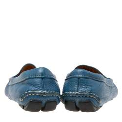 Prada Blue Leather Slip On Loafers Size 41