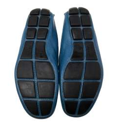 Prada Blue Leather Slip On Loafers Size 41