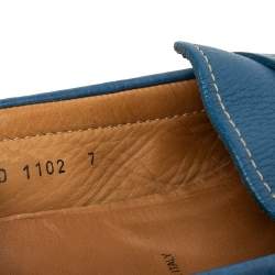 Prada Blue Leather Slip On Loafers Size 41