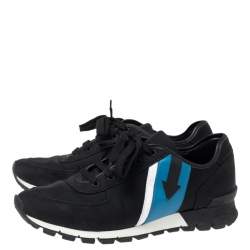 Prada Sport Black Canvas and Leather Low-Top Sneakers Size 41.5