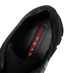 Prada Sport Black Canvas and Leather Low-Top Sneakers Size 41.5