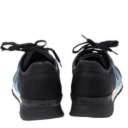 Prada Sport Black Canvas and Leather Low-Top Sneakers Size 41.5
