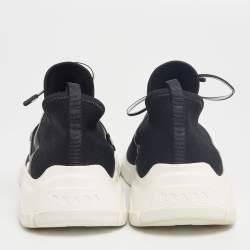 Prada Black Logo Knit Fabric Low-Top Sneakers Size 40.5